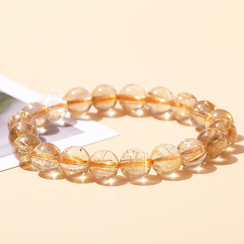 6/8/10MM Gold Rutilated quartz bracelet Wholesale - Free Shipping Over 300USD - Price at $ 29.90 /pc