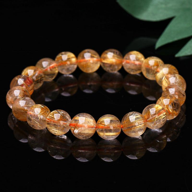 6/8/10MM Gold Rutilated quartz bracelet Wholesale - Free Shipping Over 300USD - Price at $ 43.20 /pc
