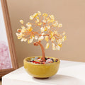 crystal tree with crystal chips in plant pot base