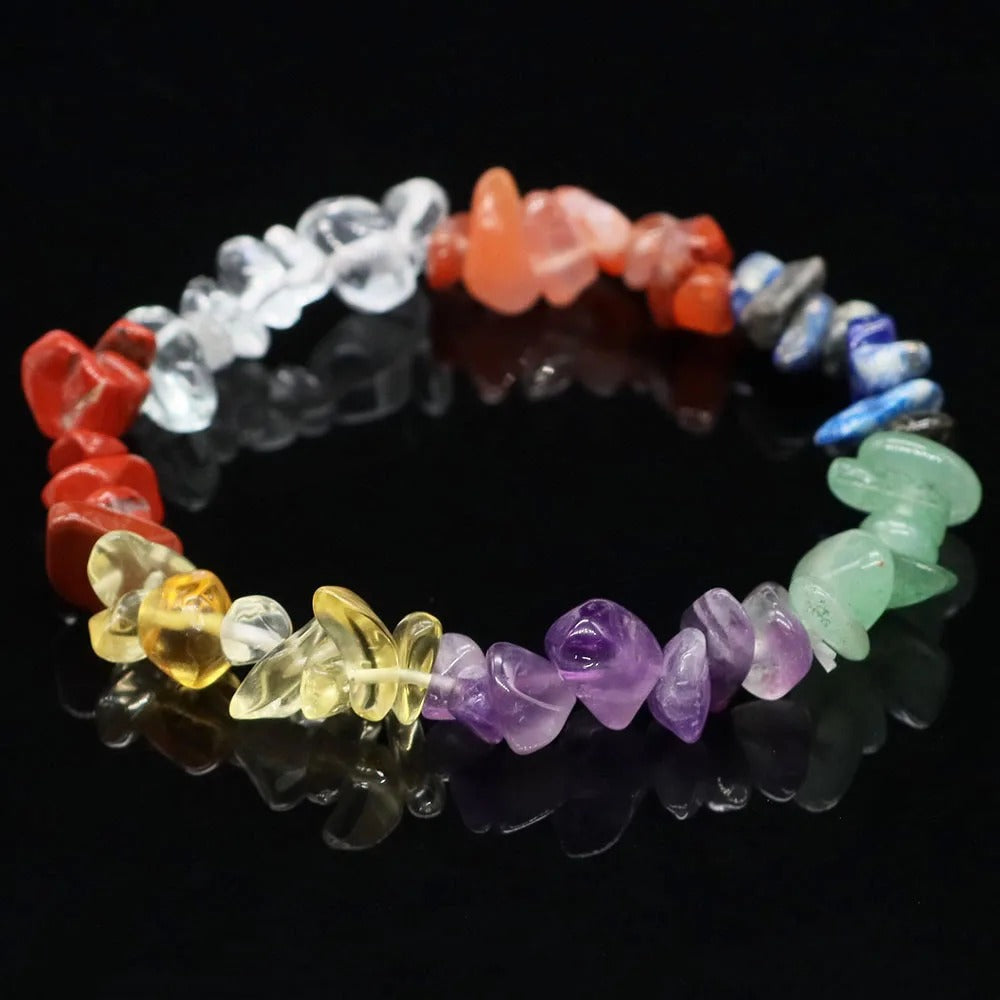 7 chakras crystal chips bracelet