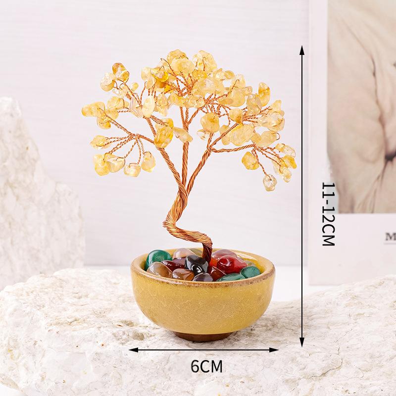 crystal tree with agate in plant pot base