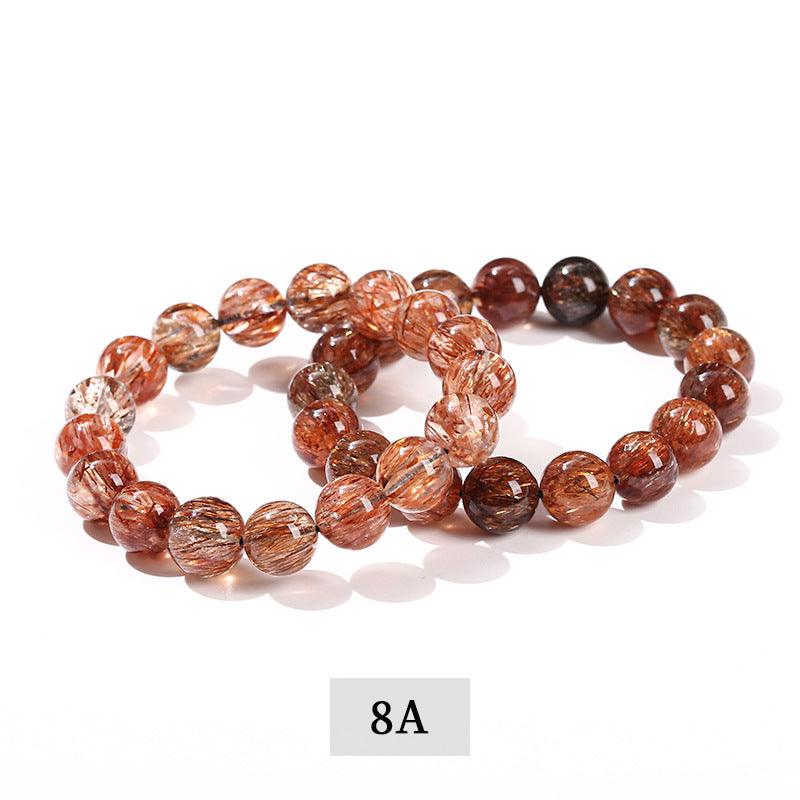 MLD Wholesale Crystals black gold super 7 bracelet set of two round rutilated brown gemstone bead bracelets