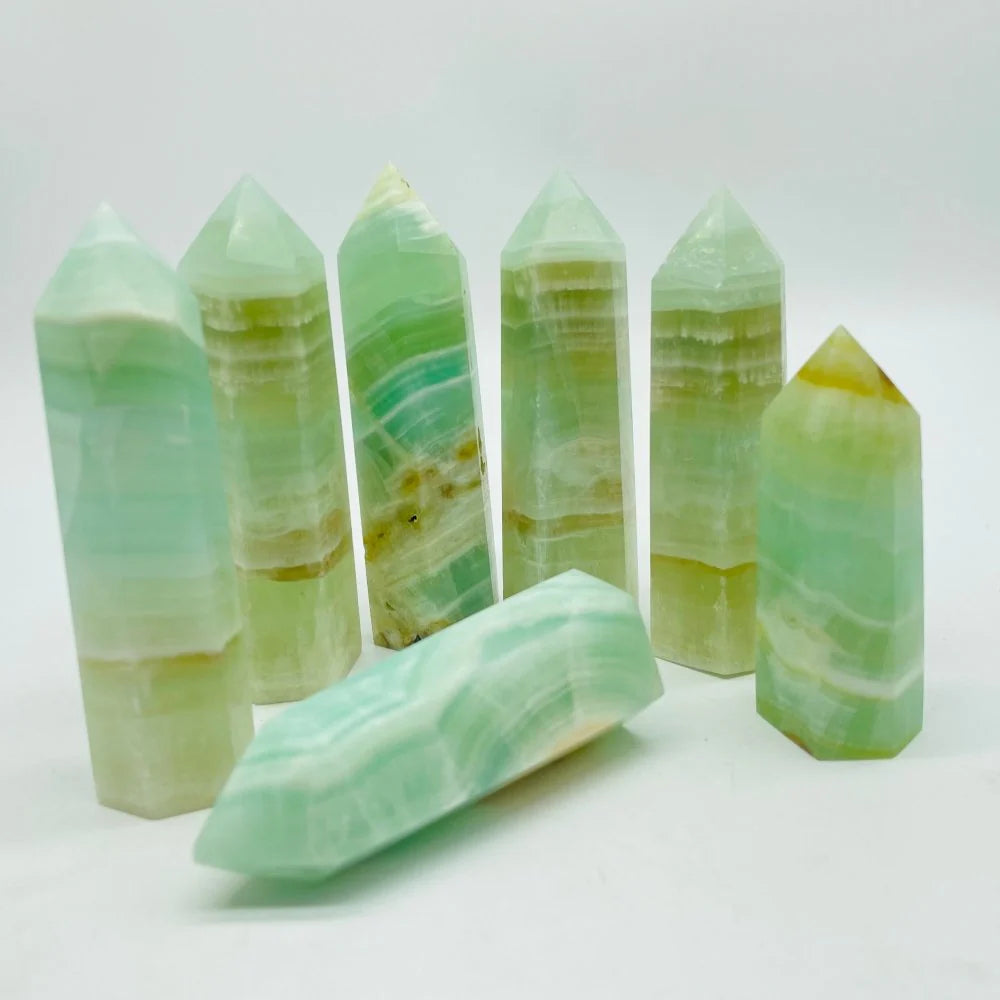 5-9CM green calcite tower