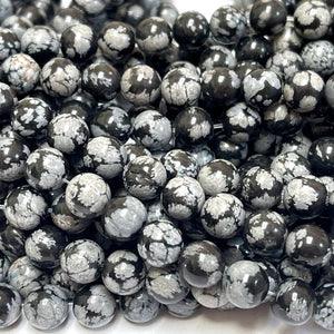 8mm snowflake obsidian beads