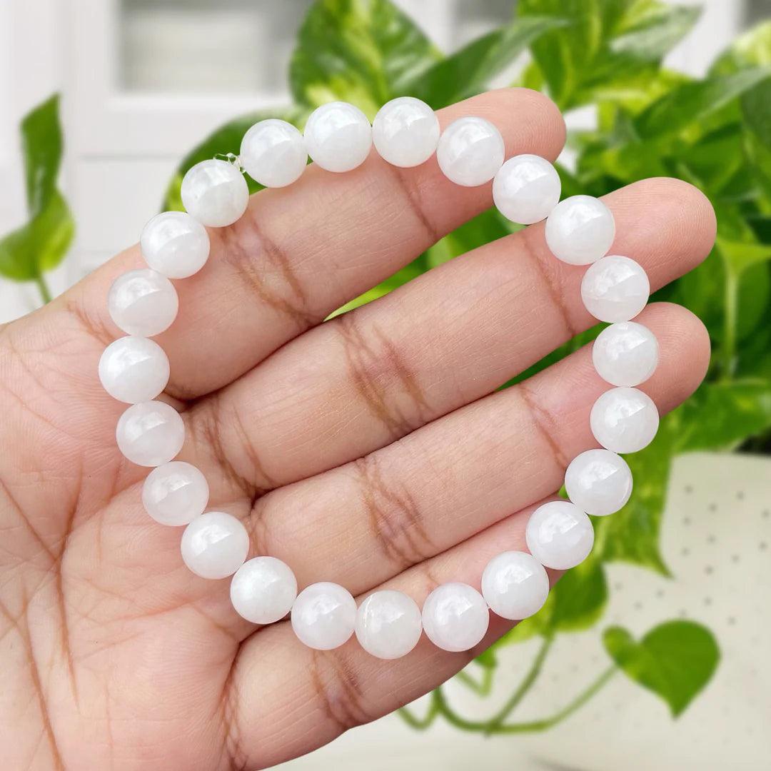 8mm white jade bracelet