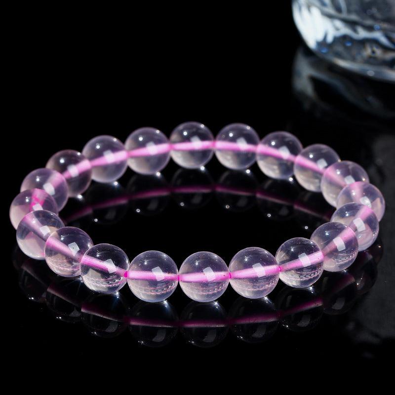 MLD Wholesale Crystals wholesale rose quartz star bracelet round translucent pink beads on black