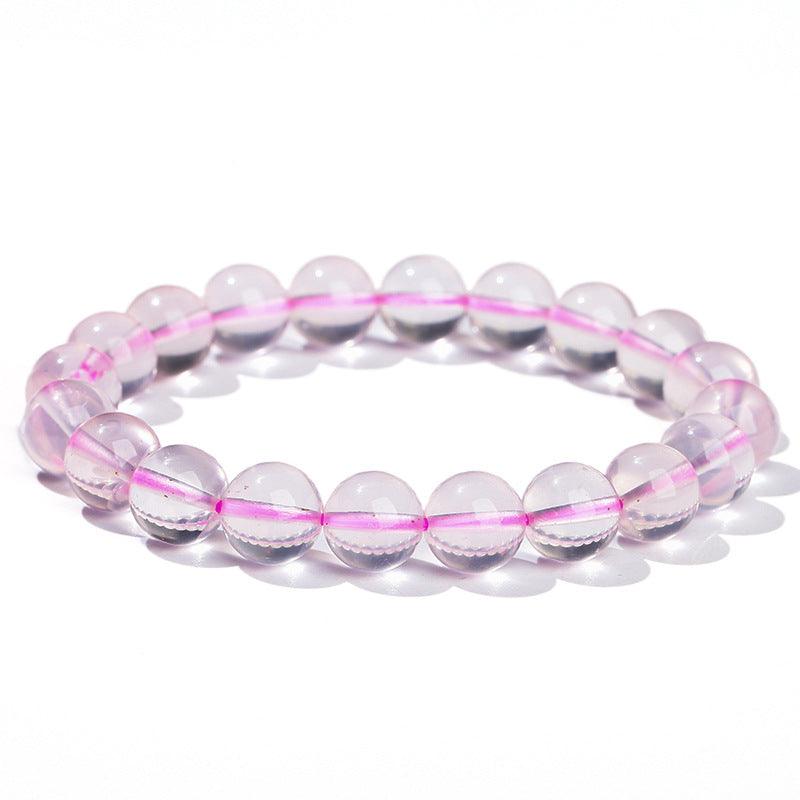 MLD Wholesale Crystals wholesale rose quartz star bracelet of translucent round beads on pink elastic
