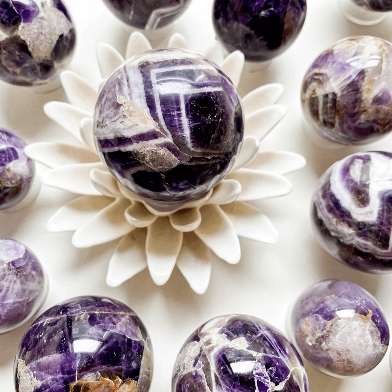 MLD chevron amethyst sphere