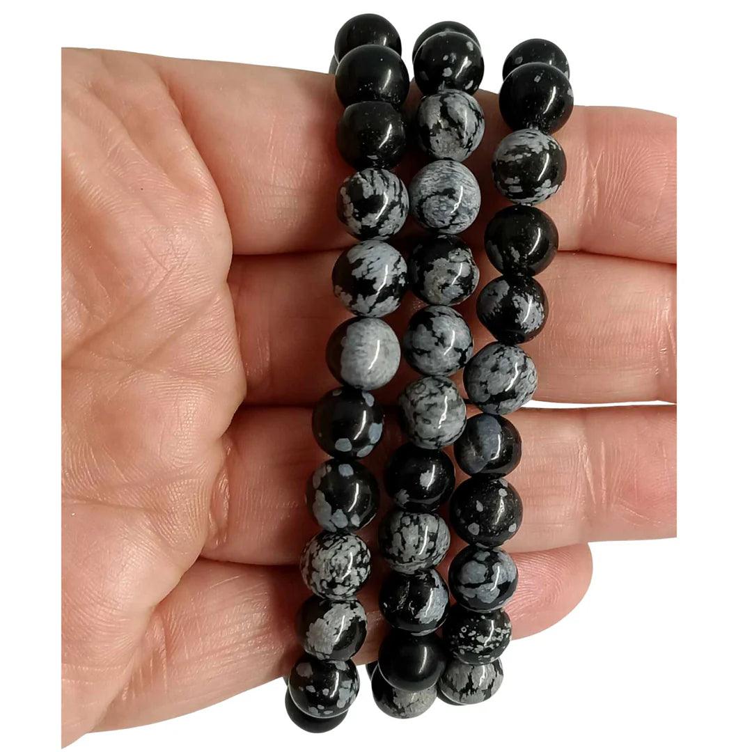 8mm snowflake obsidian bracelet