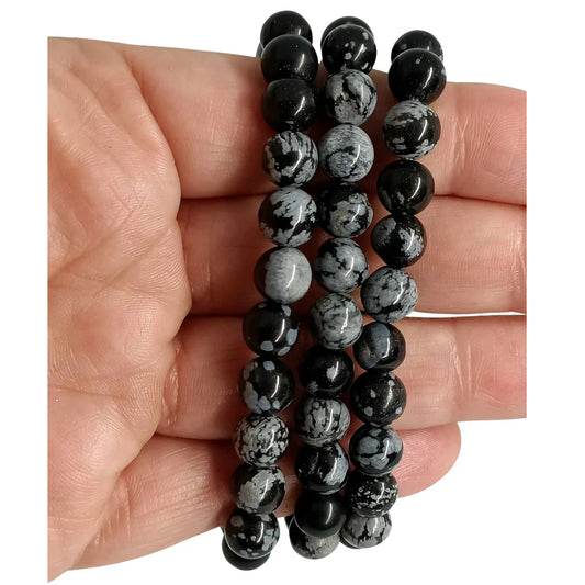 8mm snowflake obsidian bracelet