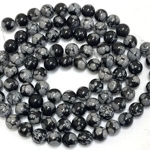 8mm snowflake obsidian beads