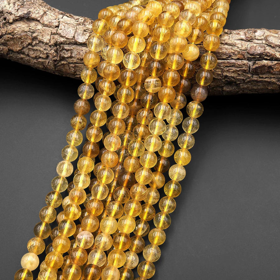 8mm yellow fluorite beads
