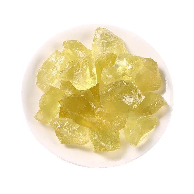 MLD Wholesale Crystals wholesale rose quartz raw stones pale yellow raw crystal chunks on white plate