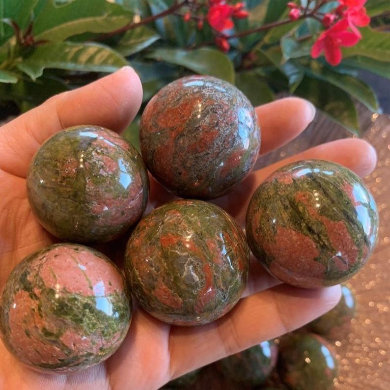 4-7cm unakite sphere 1kg