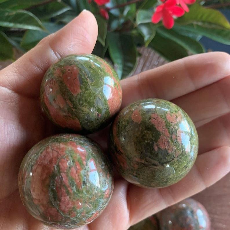 4-7cm unakite sphere 1kg