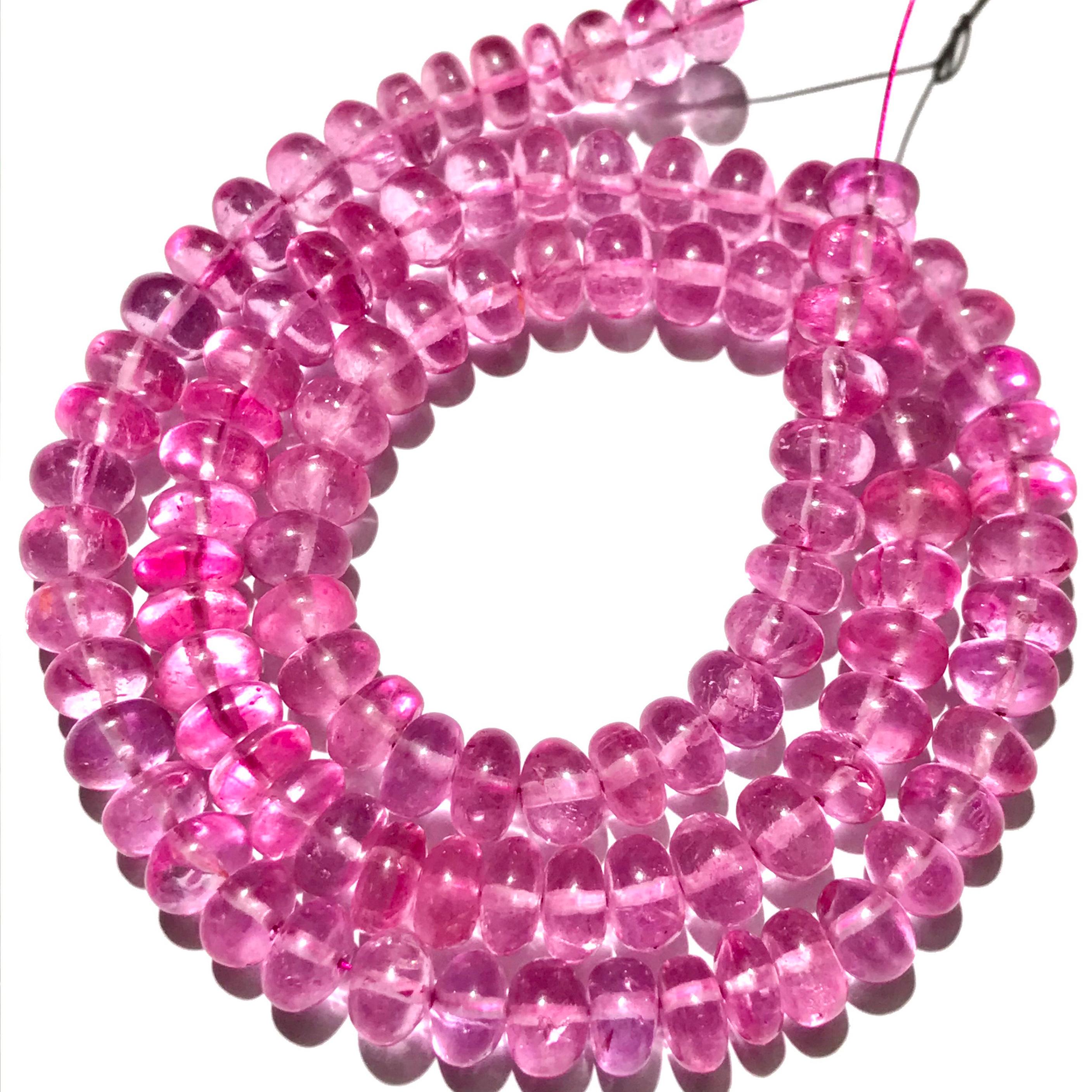 5-6mm pink topaz beads