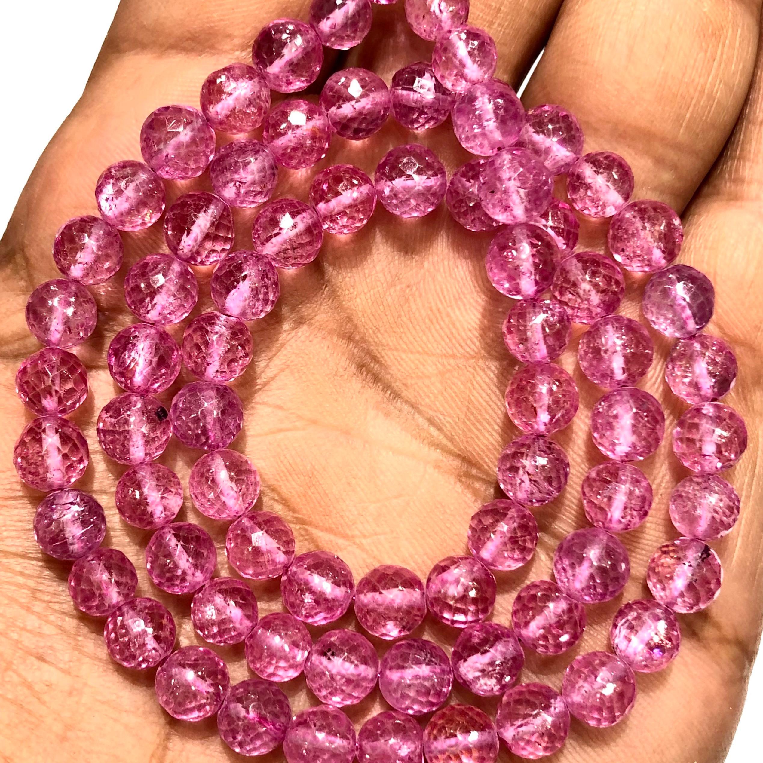 5-6mm pink topaz beads