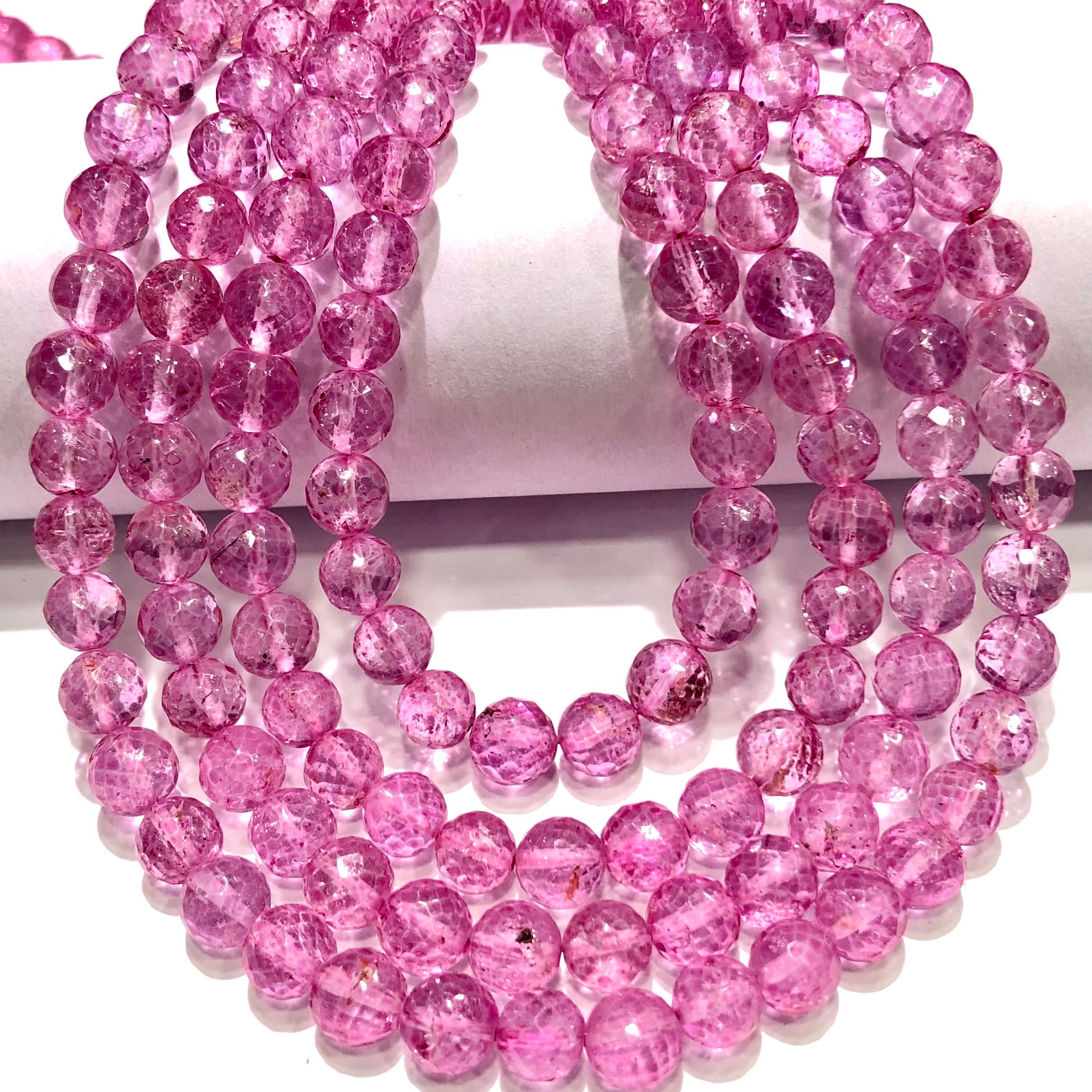 5-6mm pink topaz beads
