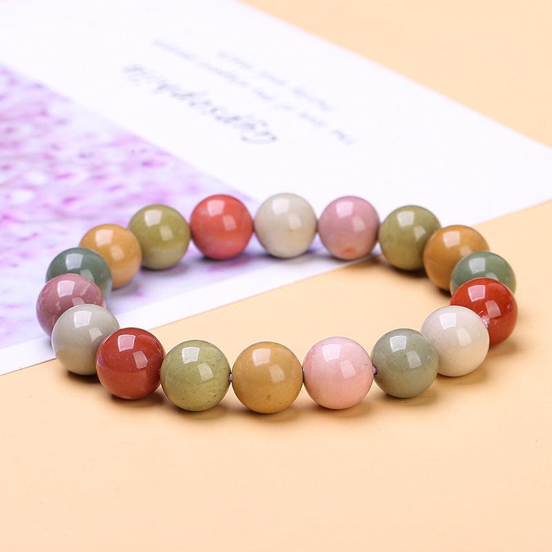 Alashan agate bracelet wholesale multicolor polished round bead stretch bracelet for resale and gifting