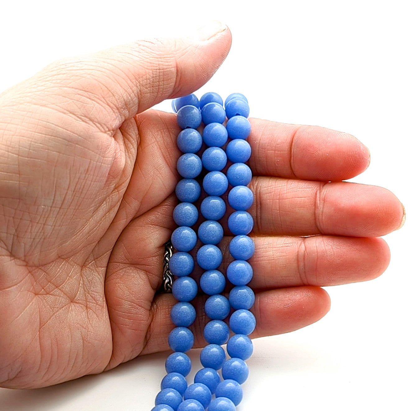 8mm blue aragonite beads