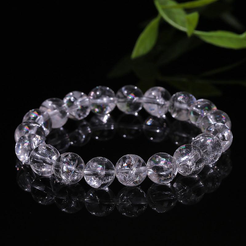 Azeztulite bracelet wholesale clear round crystal bead stretch bracelet on black reflective surface
