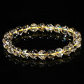 Azeztulite bracelet wholesale clear round crystal bead stretch bracelet with rainbow inclusions on black surface