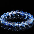 Azeztulite bracelet wholesale round blue crackle crystal beads stretch elastic healing jewelry on black reflective