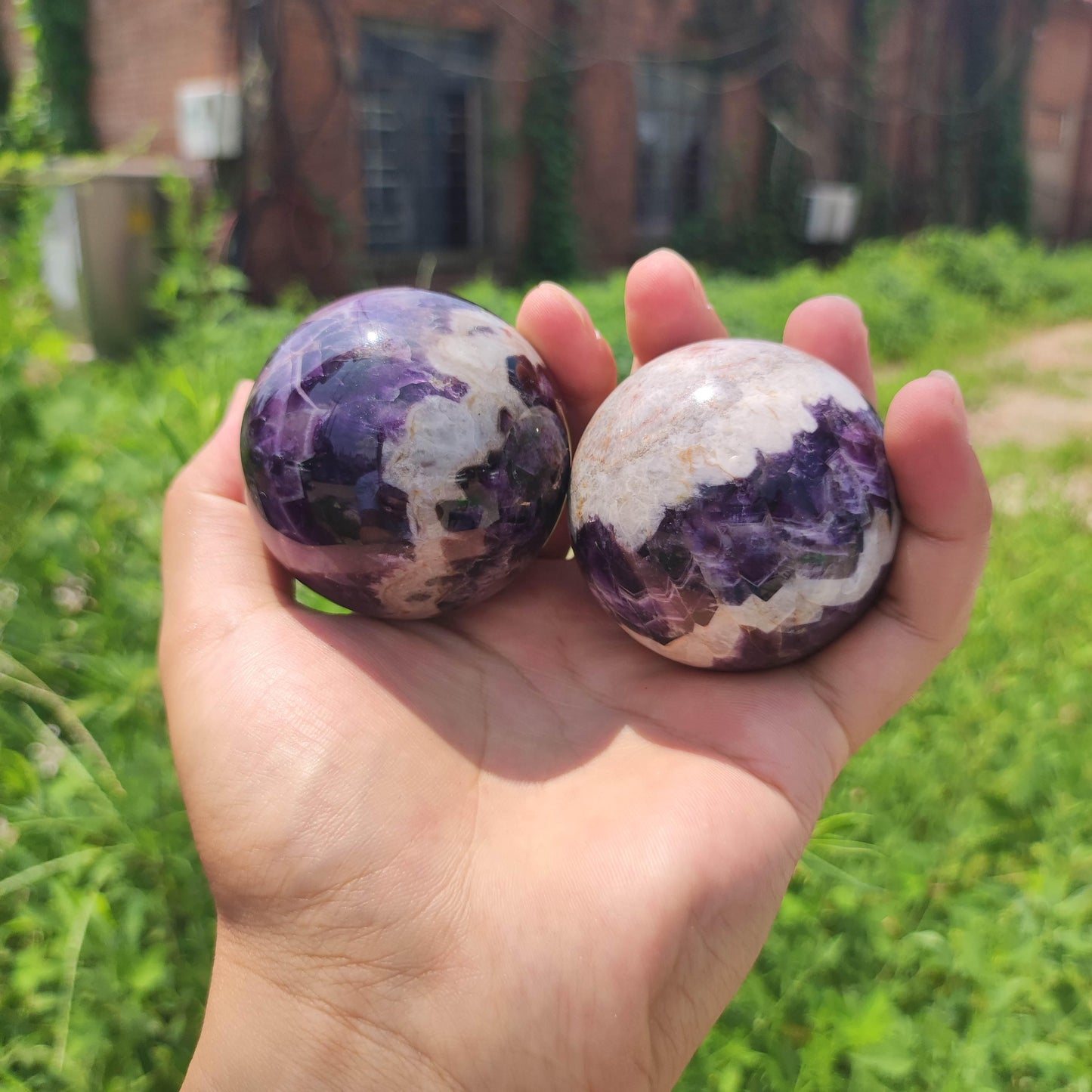 MLD chevron amethyst sphere