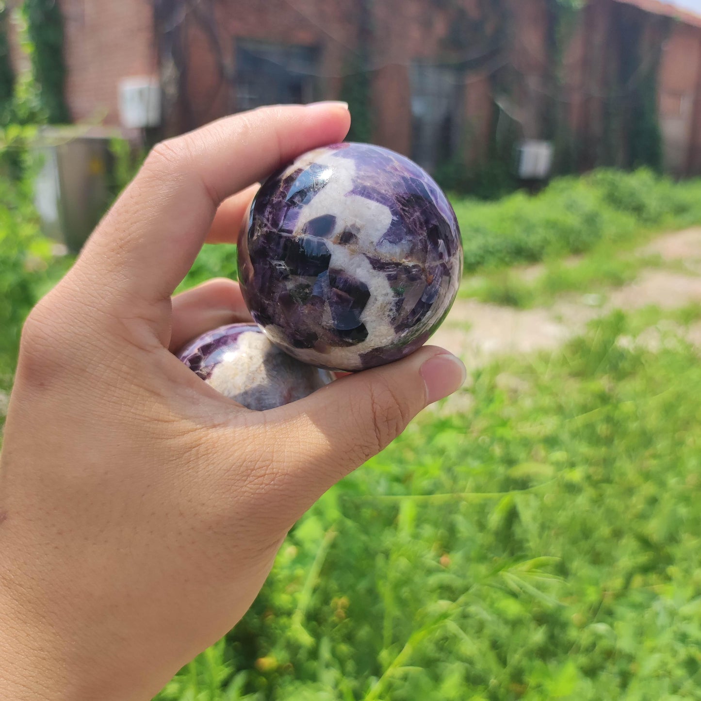 MLD chevron amethyst sphere