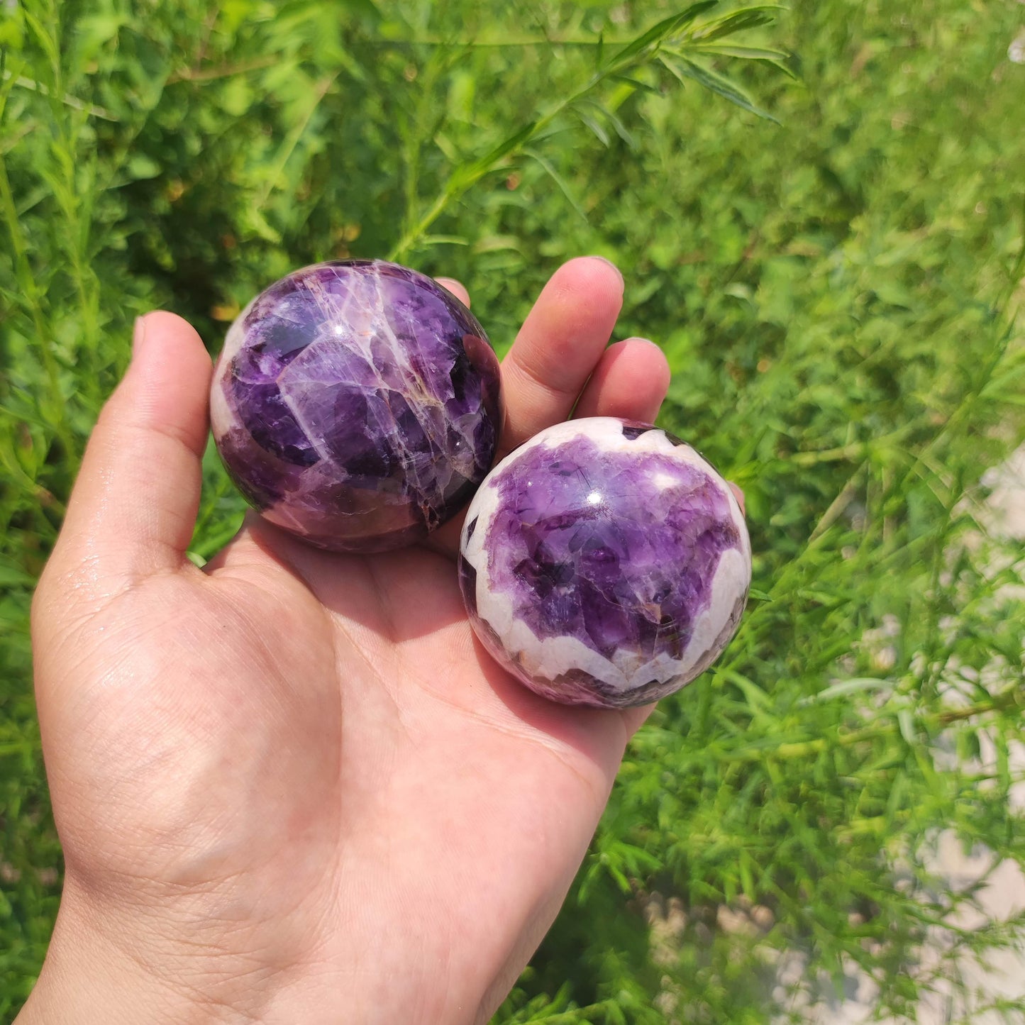 MLD chevron amethyst sphere
