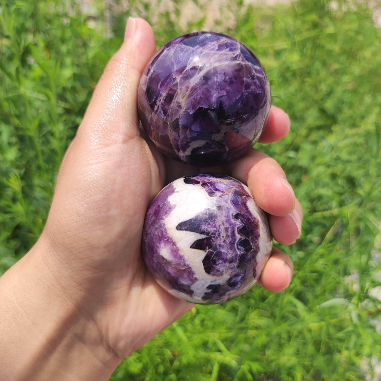 MLD chevron amethyst sphere